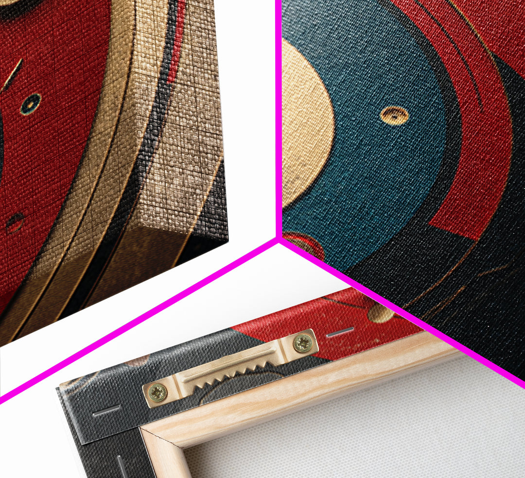 Vinyl Groove Closeup as Circular Abstract Framed Canvas Print, Recording Studio Art, Musician Posters, Studio Decor, Analog, RSA-1x1-38