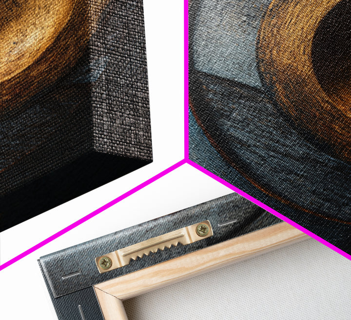 Vinyl Groove Closeup as Circular Abstract Framed Canvas Print, Recording Studio Art, Musician Posters, Studio Decor, Analog, RSA-1x1-62
