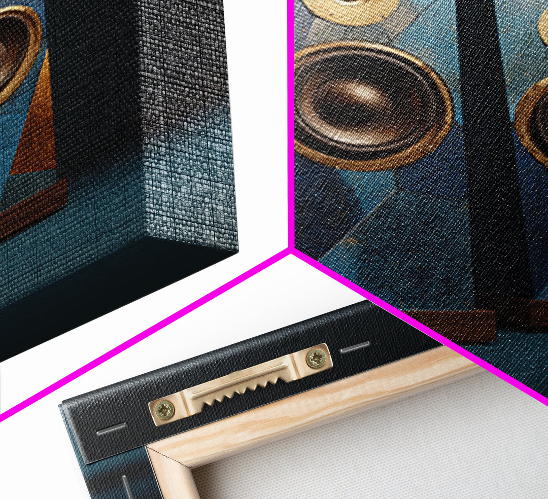 Studio Monitor Speakers as Bold Geometric Forms Canvas Print, Recording Studio Art, Studio Wall Art, Studio Decor, Analog, RSA-1x1-84