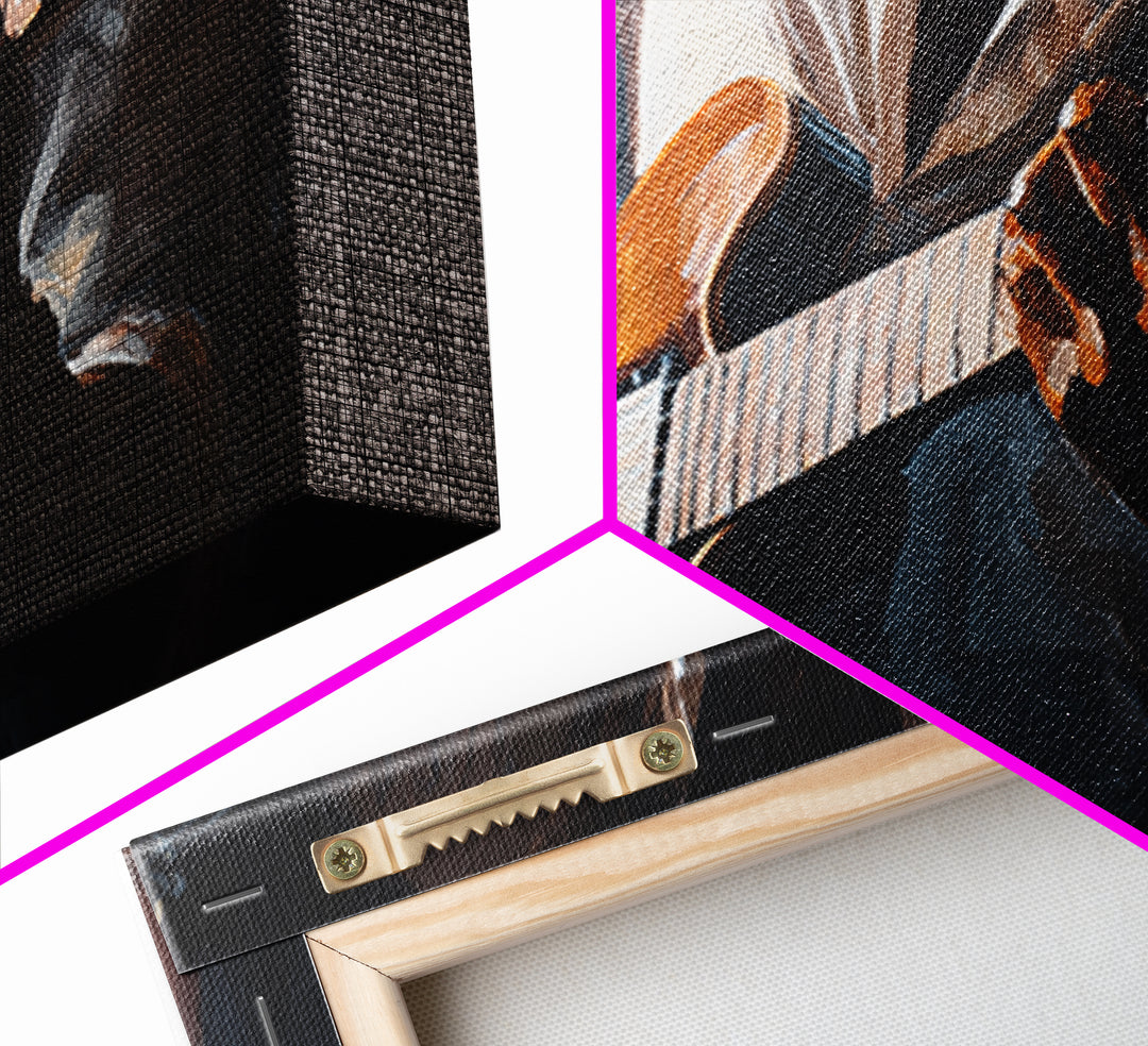 Musician Hands on Guitar Strings Framed Canvas Print, Recording Studio Art, Kids Room Art, Studio Decor, Fine Art, Analog, RSA-2x1-11