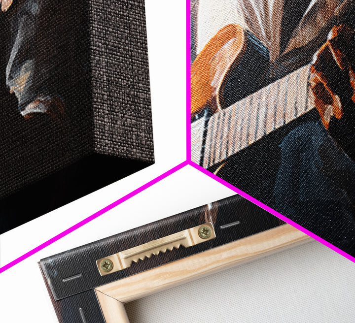 Musician Hands on Guitar Strings Framed Canvas Print, Recording Studio Art, Kids Room Art, Studio Decor, Fine Art, Analog, RSA-2x1-11