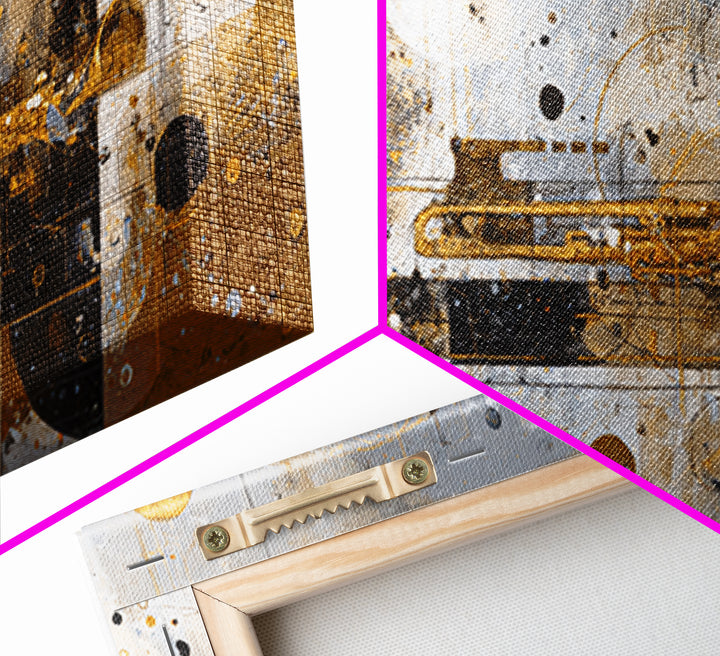 Soundwave Abstract with Black and Gold Lines Canvas Print, Recording Studio Art, Youtube Studio Decor, Studio Decor, Analog, RSA-2x1-71