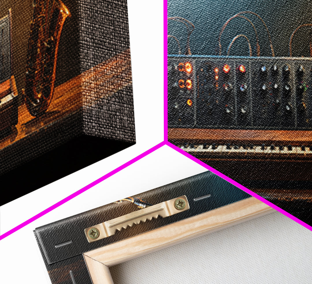 Analog Synthesizer Knobs and Cables Framed Canvas Print, Recording Studio Art, Statement Artwork, Studio Decor, Analog, RSA-2x1-9