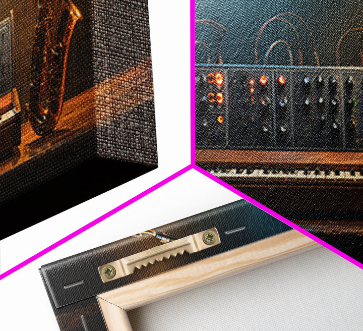 Analog Synthesizer Knobs and Cables Framed Canvas Print, Recording Studio Art, Statement Artwork, Studio Decor, Analog, RSA-2x1-9