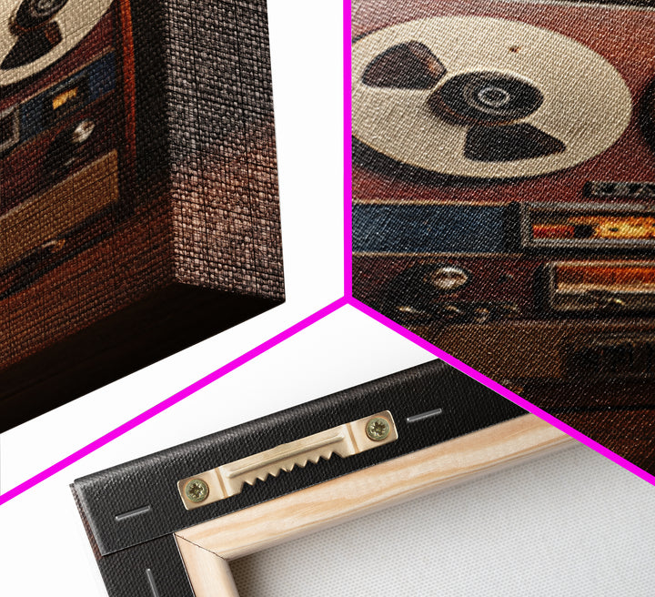 Reel to Reel Tape Machine Framed Canvas Print, Recording Studio Art, Luxury Decor, Studio Decor, Analog, Modern Wall Art, RSA-2x3-34