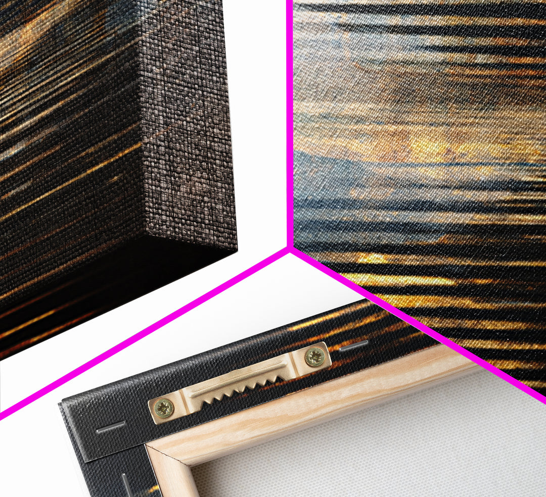 Soundwave Abstract with Black and Gold Lines Canvas Print, Recording Studio Art, Home Decor, Studio Decor, Abstract Art, Analog, RSA-2x3-35