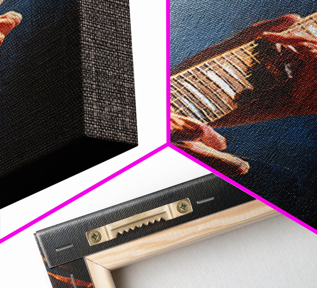 Musician Hands on Guitar Strings Framed Canvas Print, Recording Studio Art, Modern Decor, Studio Decor, Abstract Art, Analog, RSA-2x3-47