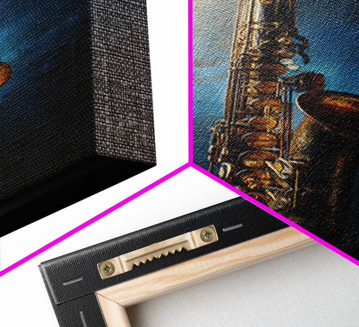 Brass Saxophone on Dark Velvet Canvas Print, Recording Studio Art, Neutral Decor, Studio Decor, Oil Painting, Analog, RSA-2x3-72