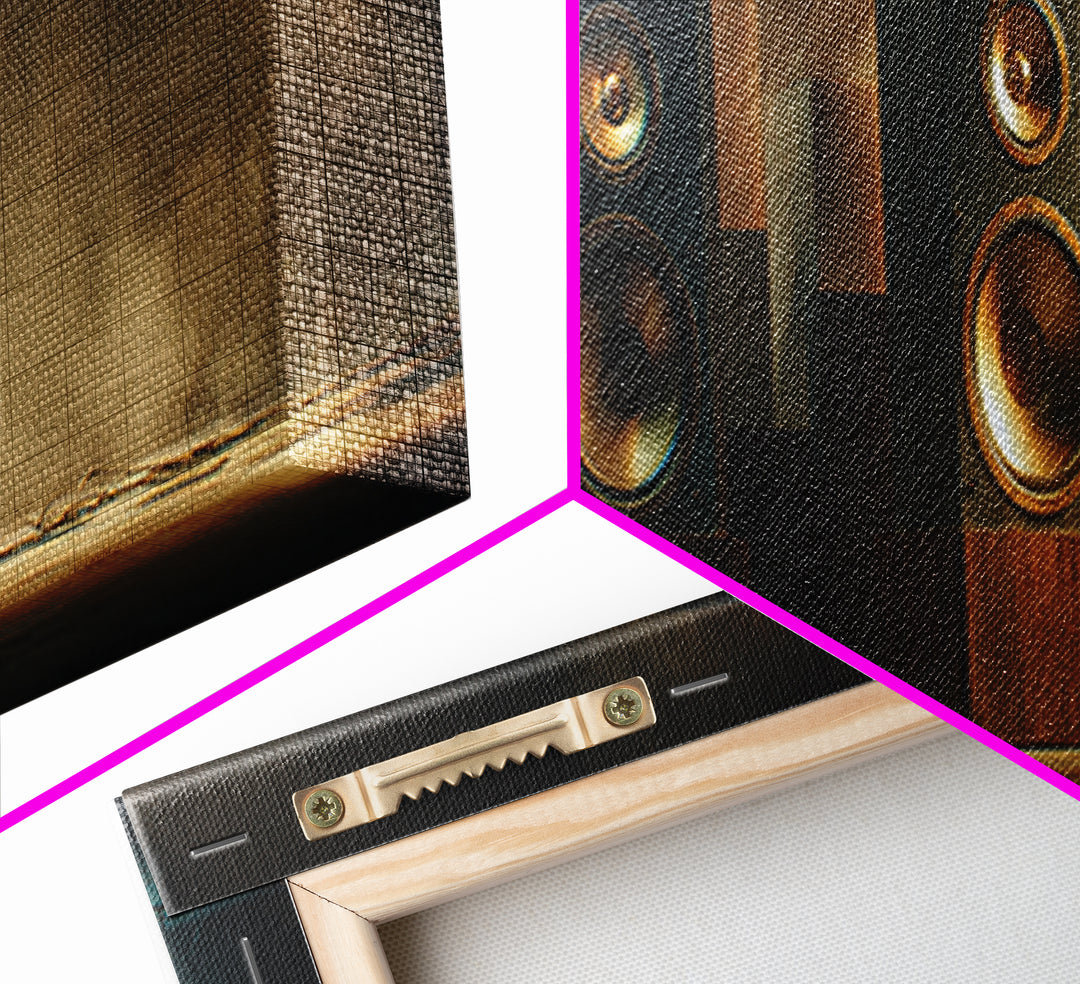 Studio Monitor Speakers as Bold Geometric Forms Canvas Print, Recording Studio Art, Rock Music Art, Studio Decor, Analog, RSA-3x1-28