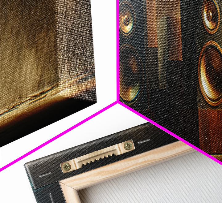 Studio Monitor Speakers as Bold Geometric Forms Canvas Print, Recording Studio Art, Rock Music Art, Studio Decor, Analog, RSA-3x1-28