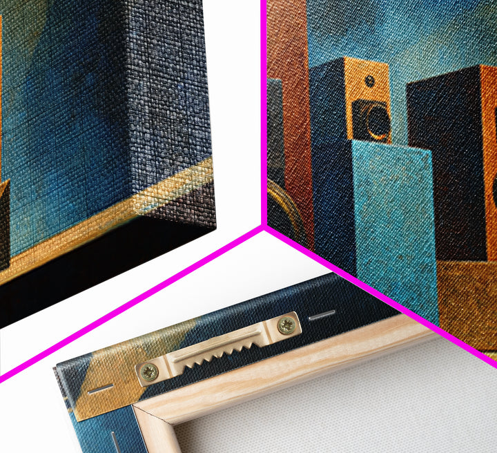 Studio Monitor Speakers as Bold Geometric Forms Canvas Print, Recording Studio Art, Printable Art, Studio Decor, Abstract Art, RSA-3x2-16