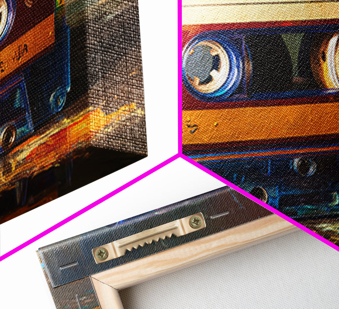 Retro Cassette Tape Framed Canvas Print, Recording Studio Art, Music Studio, Studio Decor, Fine Art, Analog, Modern Decor, RSA-3x2-39