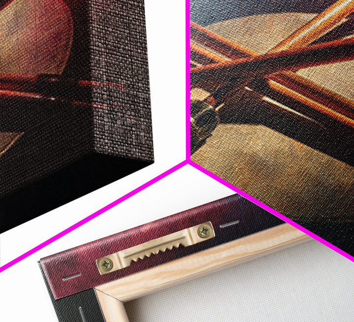 Drumsticks Crossed over Snare Drum Framed Canvas Print, Recording Studio Art, Music Posters, Studio Decor, Fine Art, Analog, RSA-3x2-86
