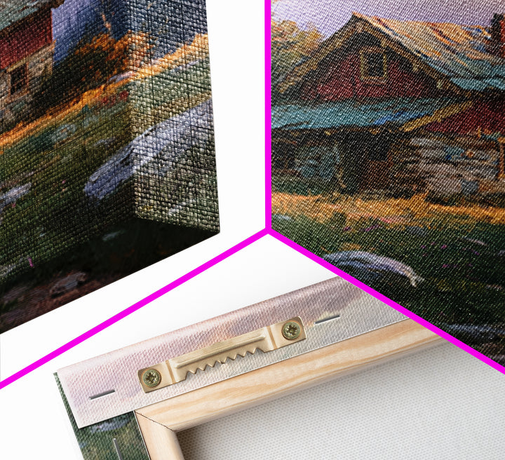 Mountain Cabin Landscape Canvas Print, Rustic Art, Wood Wall Art, Farmhouse Decor, Fine Art, Rustic, Eclectic Wall Art, RUS-1x1-3