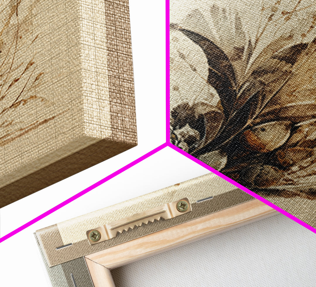Pheasant Feathers and Acorns Arrangement Framed Canvas Print, Rustic Art, Luxury Decor, Farmhouse Decor, Fine Art, Rustic, RUS-1x1-40