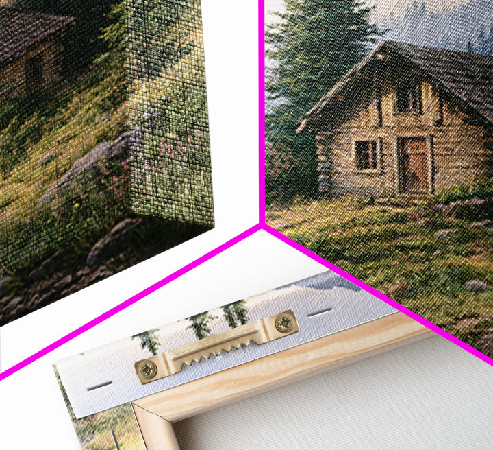 Mountain Cabin Landscape Framed Canvas Print, Rustic Art, Landscape Art, Farmhouse Decor, Fine Art, Rustic, Room Decor, RUS-1x1-51