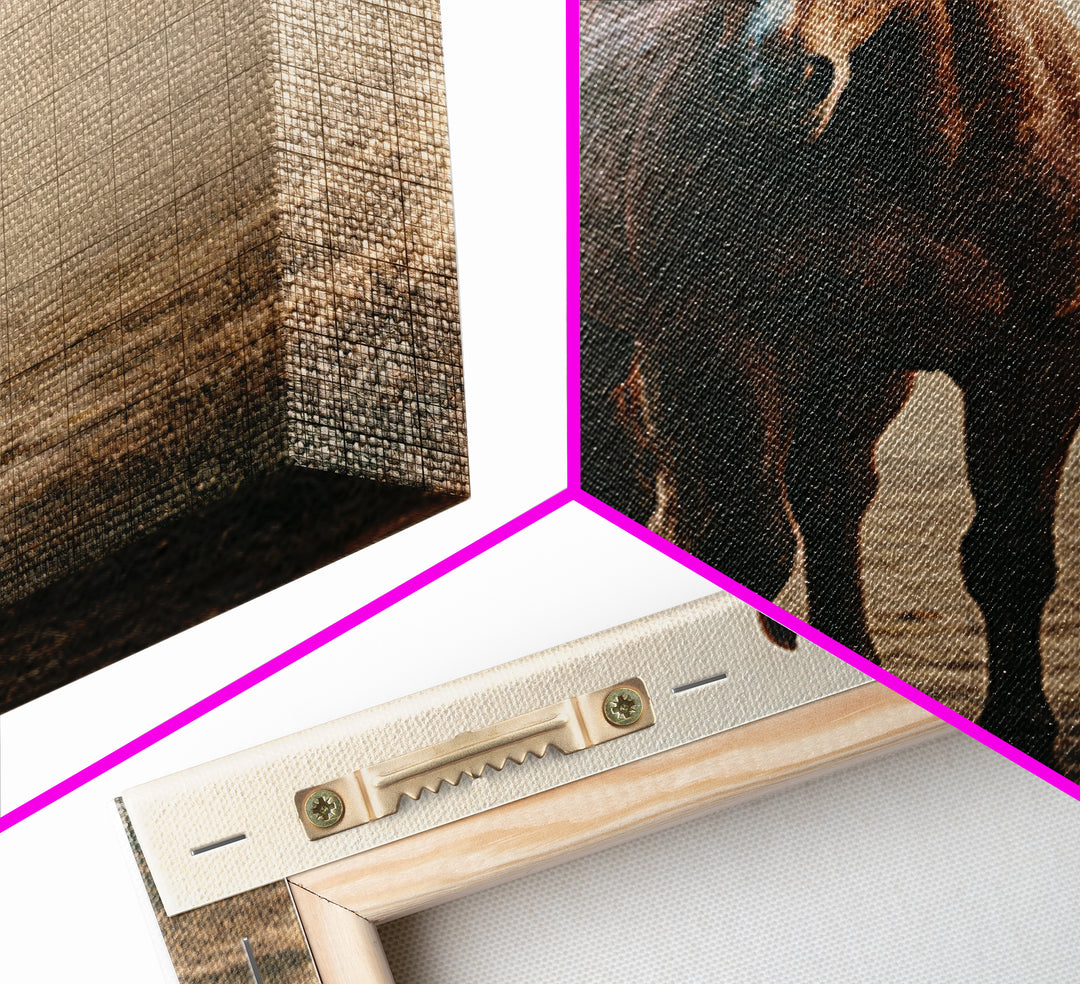 Brown Horse Portrait Canvas Print, Rustic Art, Room Decor, Farmhouse Decor, Fine Art, Rustic, Oil Painting, Digital Print, RUS-1x1-77