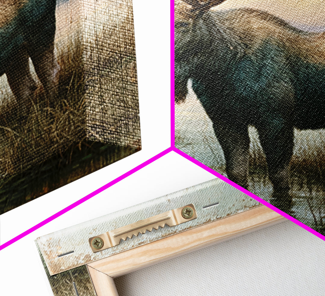 Moose Standing by a Quiet Lake Canvas Print, Rustic Art, Living Room Art, Farmhouse Decor, Watercolor Art, Rustic, RUS-1x1-9