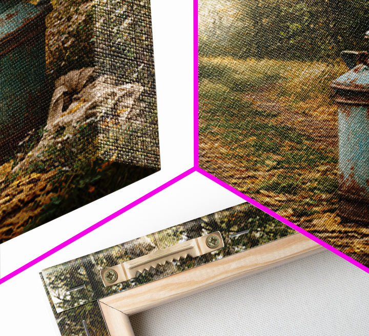 Forest Path with Golden Autumn Leaves Canvas Print, Rustic Art, Downloadable Art, Farmhouse Decor, Oil Painting, Rustic, RUS-1x1-90