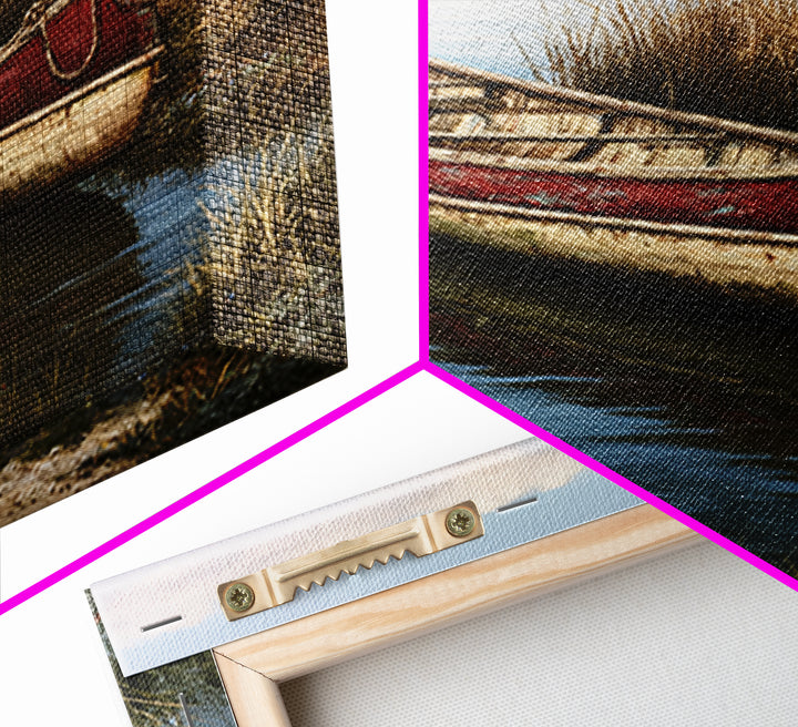 Old Canoe Pulled Onto a Lake Shore Canvas Print, Rustic Art, Downloadable Art, Farmhouse Decor, Fine Art, Rustic, RUS-1x1-92