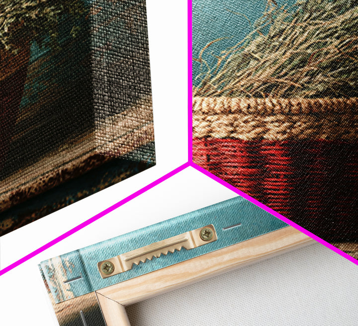 Handwoven Basket with Dried Grasses Framed Canvas Print, Rustic Art, Digital Prints, Farmhouse Decor, Fine Art, Rustic, RUS-1x1-96