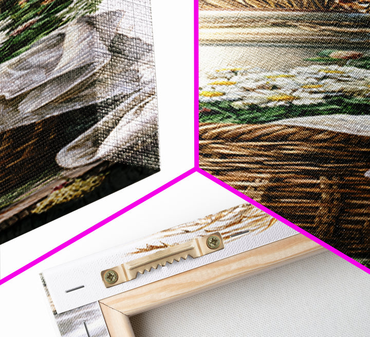 Handwoven Basket with Dried Grasses Canvas Print, Rustic Art, Painting, Farmhouse Decor, Abstract Art, Rustic, Boho Wall Art, RUS-1x3-60
