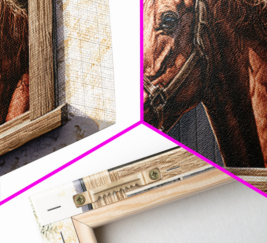Brown Horse Portrait Framed Canvas Print, Rustic Art, Home Decor, Farmhouse Decor, Fine Art, Rustic, Living Room Decor, RUS-2x1-1