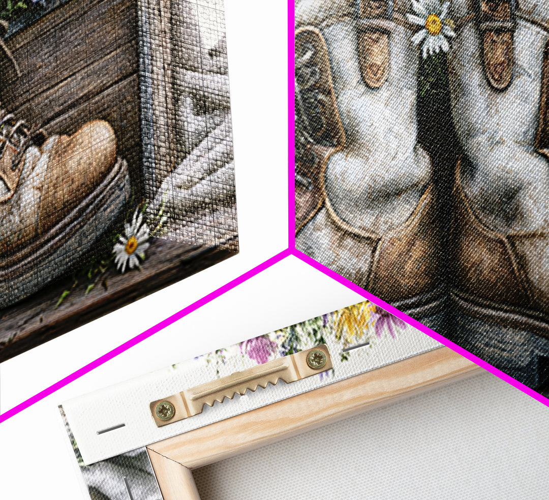 Old Boots Filled Canvas Print, Rustic Art, Boho Decor, Farmhouse Decor, Fine Art, Rustic, Art Print, Digital Art, RUS-2x1-26