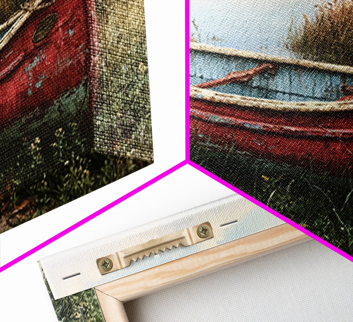 Old Canoe Pulled Onto a Lake Shore Framed Canvas Print, Rustic Art, Home Decor, Farmhouse Decor, Rustic, Living Room Decor, RUS-2x1-40