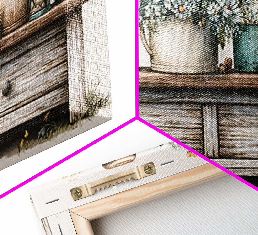Weathered Barn Wood and Wildflower Still Life Framed Canvas Print, Rustic Art, Digital Art, Farmhouse Decor, Oil Painting, RUS-2x1-45