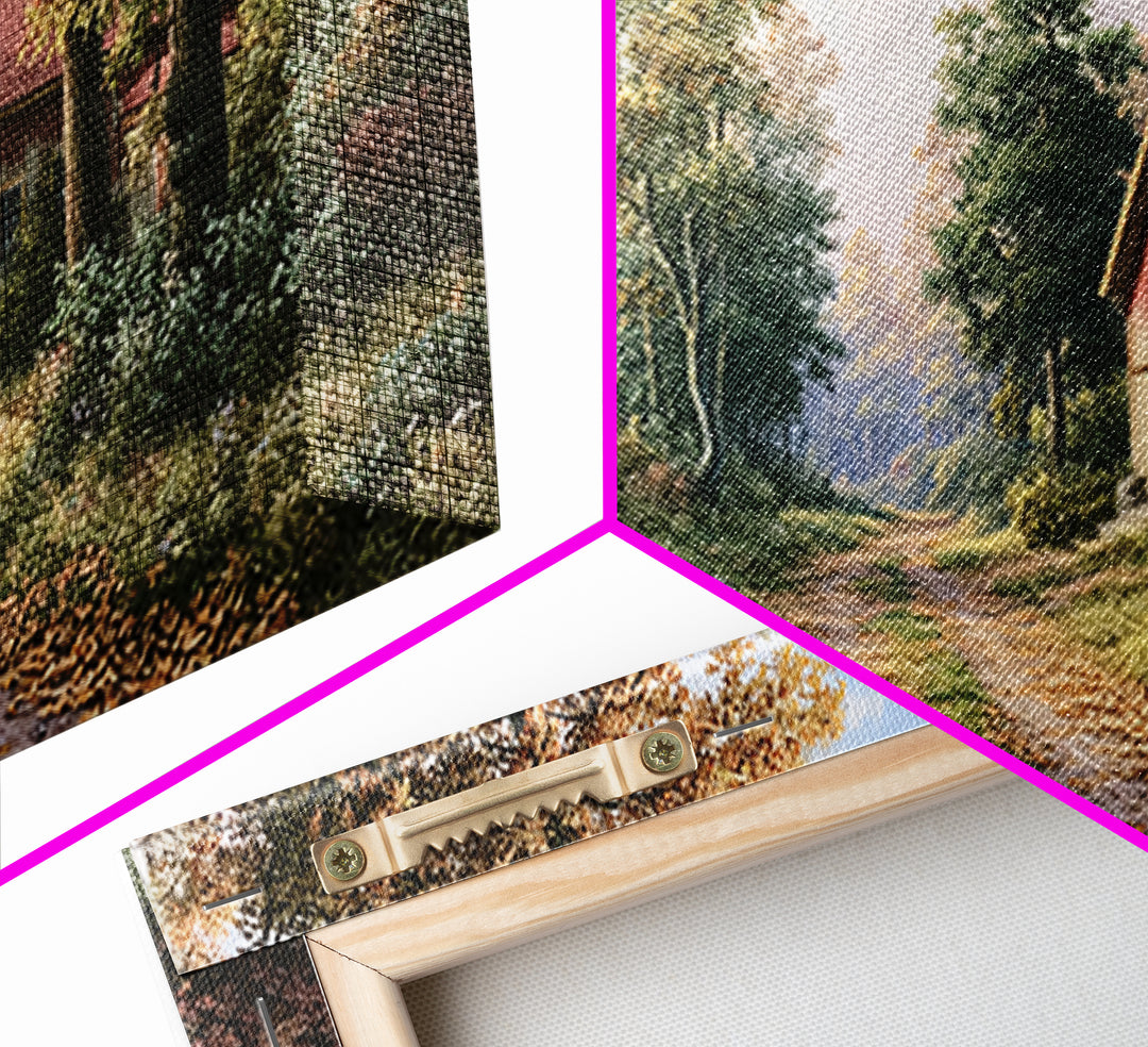 Forest Path with Golden Autumn Leaves Canvas Print, Rustic Art, Room Decor, Farmhouse Decor, Fine Art, Rustic, Oil Painting, RUS-2x1-62