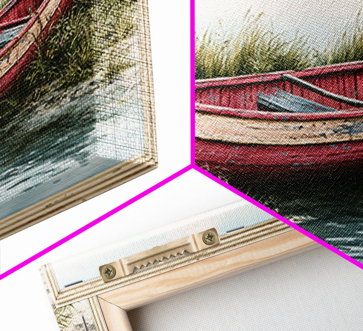Old Canoe Pulled Onto a Lake Shore Framed Canvas Print, Rustic Art, Farmhouse Decor, Fine Art, Rustic, Gallery Wall Art, RUS-2x1-88