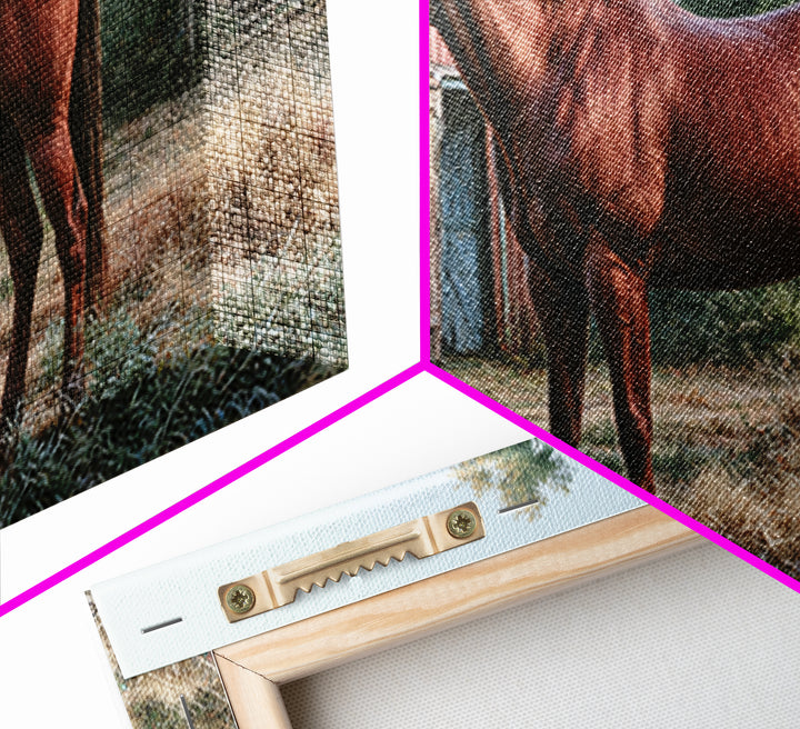 Brown Horse Portrait Framed Canvas Print, Rustic Art, Farmhouse Decor, Oil Painting, Rustic, Gallery Wall Art, RUS-2x1-97