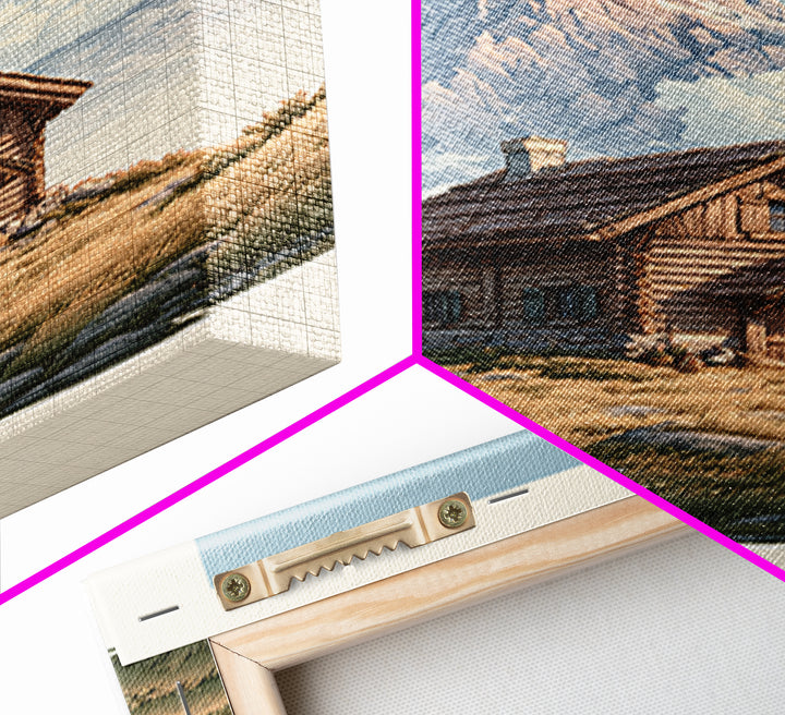Mountain Cabin Landscape Canvas Print, Rustic Art, Gallery Wall Set, Farmhouse Decor, Fine Art, Rustic, Minimalist Decor, RUS-2x3-11