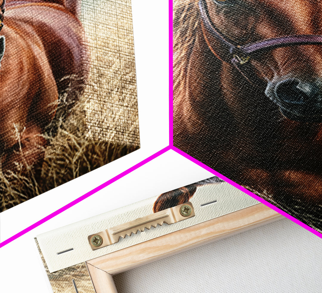 Brown Horse Portrait Framed Canvas Print, Rustic Art, Painting, Farmhouse Decor, Fine Art, Rustic, Boho Wall Art, 3d Wall Art, RUS-2x3-13