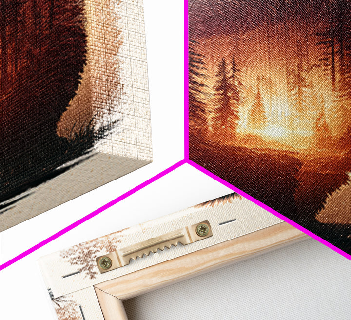 Bear Silhouette Among Pine Trees Canvas Print, Rustic Art, Gallery Decor, Farmhouse Decor, Fine Art, Rustic, Contemporary Art, RUS-2x3-15