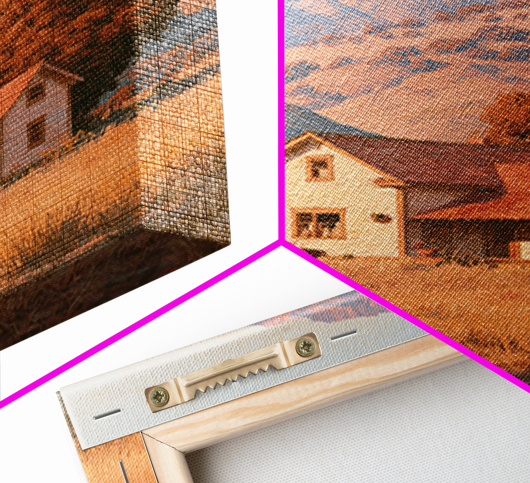 Mountain Cabin Landscape Framed Canvas Print, Rustic Art, Painting, Farmhouse Decor, Fine Art, Rustic, Boho Wall Art, RUS-2x3-59