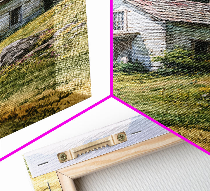 Mountain Cabin Landscape Framed Canvas Print, Rustic Art, Abstract Wall Art, Farmhouse Decor, Fine Art, Rustic, Landscape Art, RUS-2x3-83