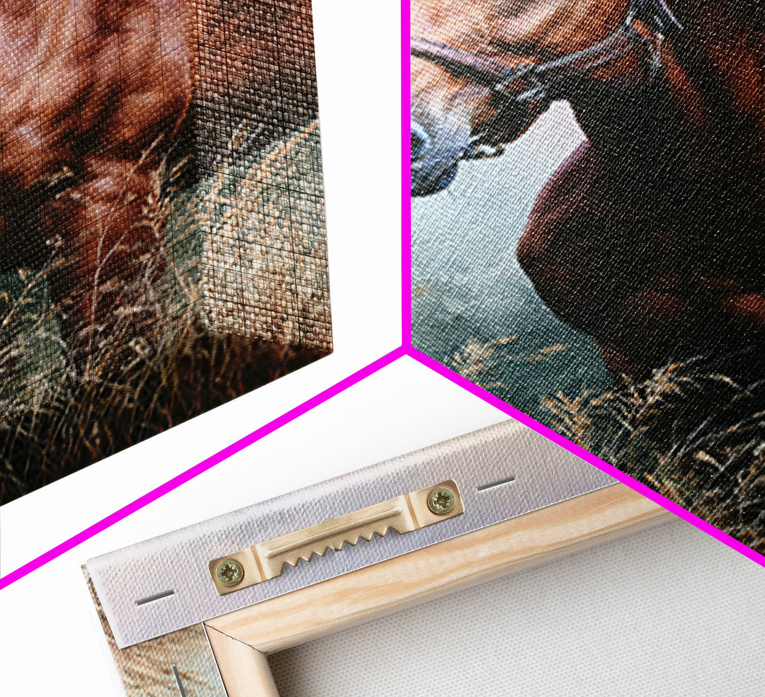 Brown Horse Portrait Framed Canvas Print, Rustic Art, Abstract Wall Art, Farmhouse Decor, Fine Art, Rustic, Landscape Art, RUS-2x3-85