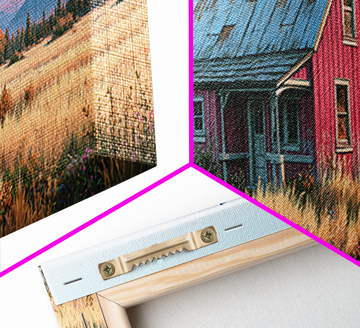 Mountain Cabin Landscape Canvas Print, Rustic Art, Fine Art Print, Farmhouse Decor, Fine Art, Rustic, Painting, Digital Prints, RUS-3x1-19