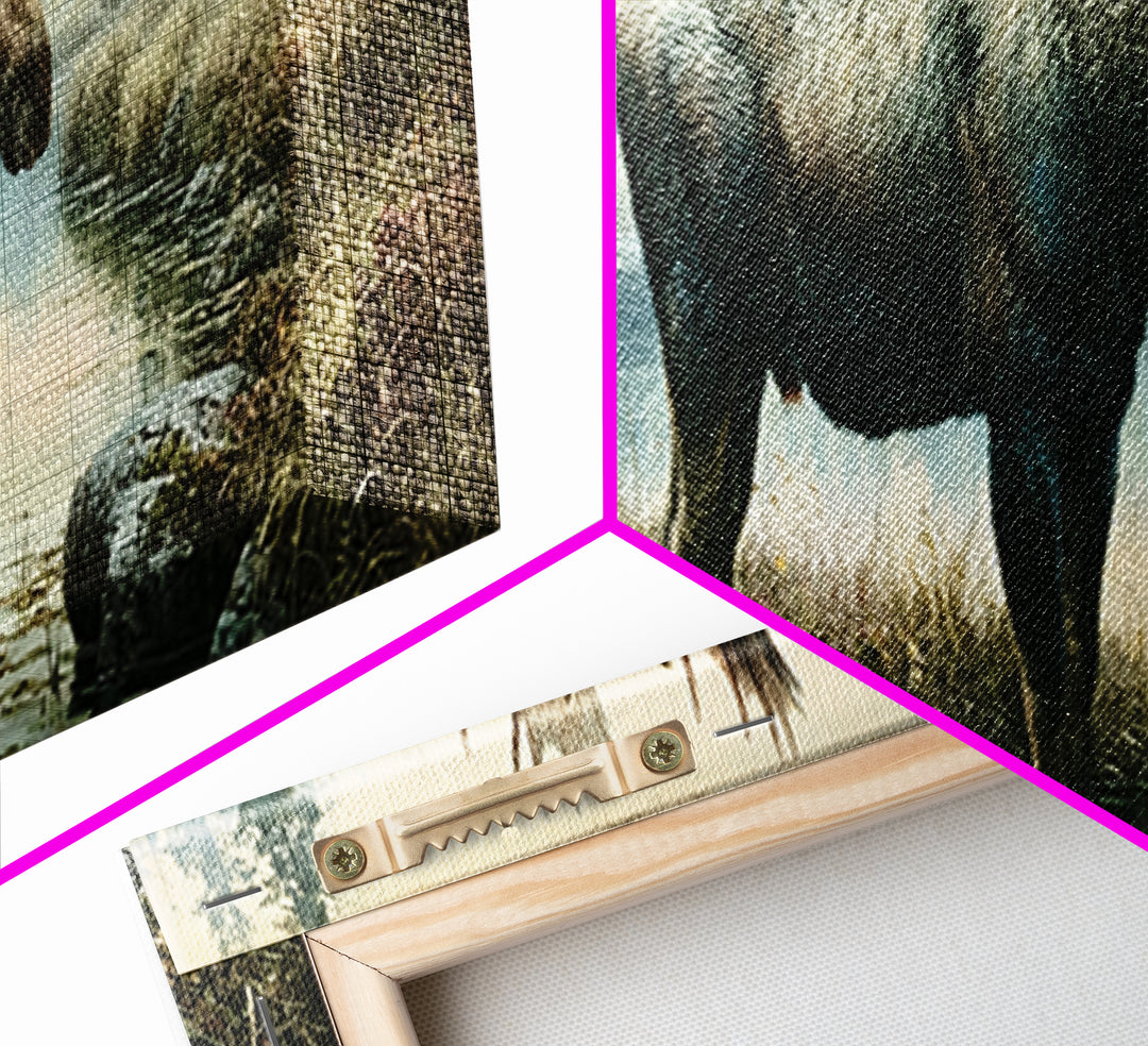 Moose Standing by a Quiet Lake Canvas Print, Rustic Art, Wood Art, Farmhouse Decor, Fine Art, Rustic, Wall Decor, Neutral Decor, RUS-3x1-25