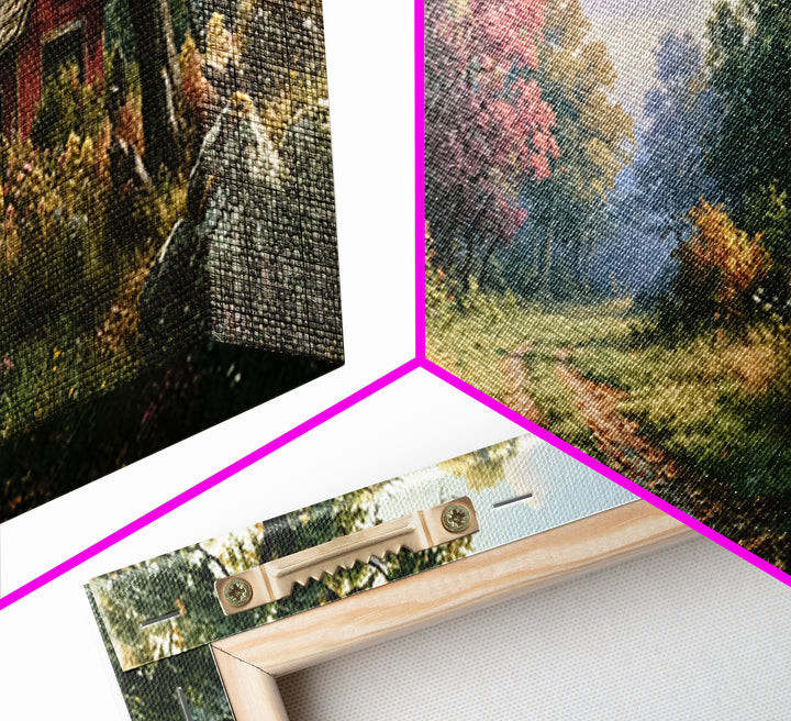 Forest Path with Golden Autumn Leaves Canvas Print, Rustic Art, Printable Wall Art, Farmhouse Decor, Fine Art, Rustic, RUS-3x1-34