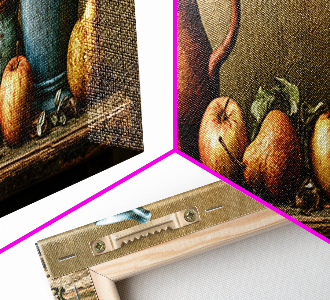 Rustic Pear and Apple Still Life Canvas Print, Rustic Art, Eclectic Wall Art, Farmhouse Decor, Oil Painting, Rustic, RUS-3x1-61