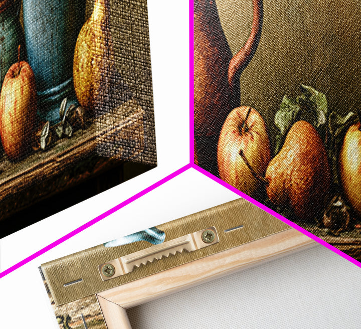 Rustic Pear and Apple Still Life Canvas Print, Rustic Art, Eclectic Wall Art, Farmhouse Decor, Oil Painting, Rustic, RUS-3x1-61