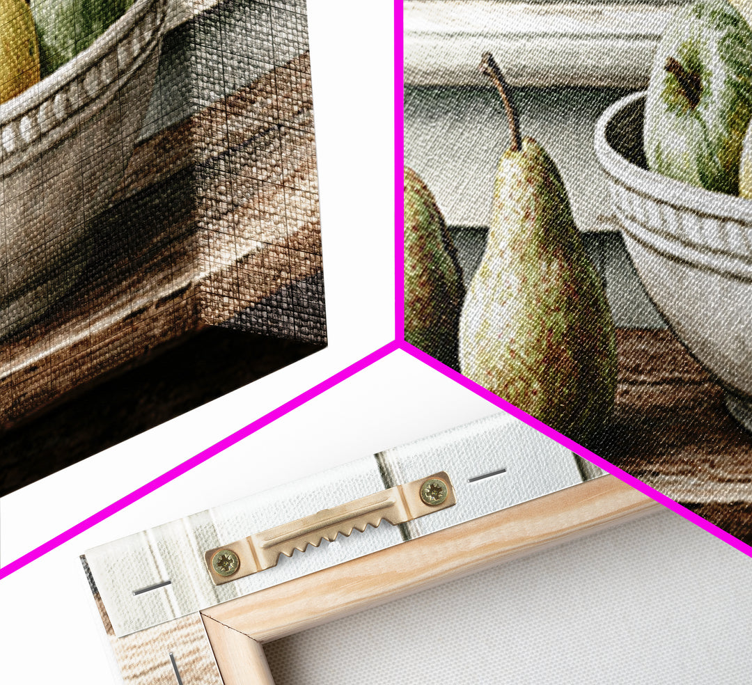 Rustic Pear and Apple Still Life Canvas Print, Rustic Art, Eclectic Wall Art, Farmhouse Decor, Oil Painting, Rustic, RUS-3x1-85