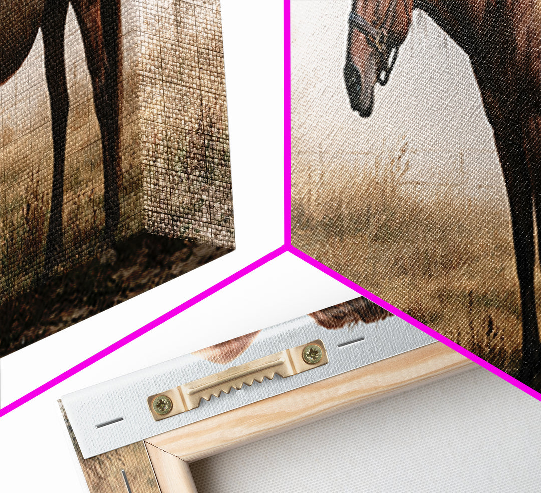 Brown Horse Portrait Canvas Print, Rustic Art, Gallery Wall Set, Farmhouse Decor, Fine Art, Rustic, Minimalist Decor, RUS-3x1-93
