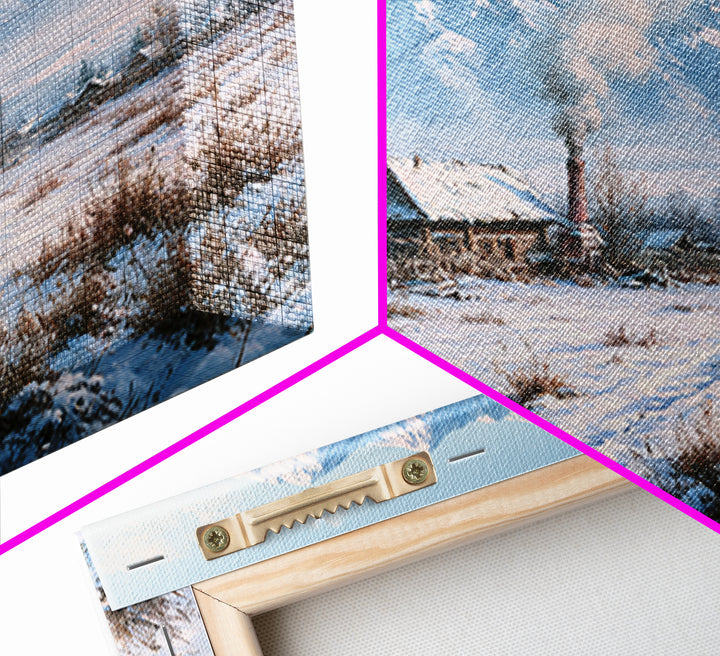 Winter Mountain Scene Framed Canvas Print, Rustic Art, Wood Art, Farmhouse Decor, Fine Art, Rustic, Wall Decor, Neutral Decor, RUS-3x2-27