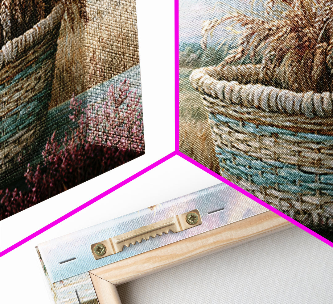Handwoven Basket with Dried Grasses Framed Canvas Print, Rustic Art, Printable Art, Farmhouse Decor, Fine Art, Rustic, RUS-3x2-28