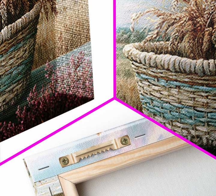 Handwoven Basket with Dried Grasses Framed Canvas Print, Rustic Art, Printable Art, Farmhouse Decor, Fine Art, Rustic, RUS-3x2-28