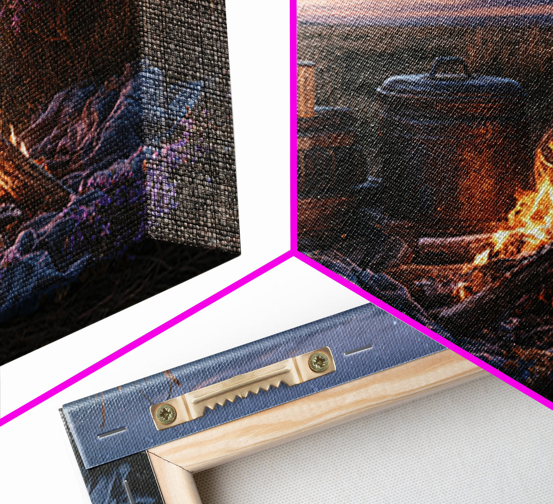 Campfire under a Starry Sky Canvas Print, Rustic Art, Farmhouse Decor, Fine Art, Rustic, Gallery Wall Art, Landscape Wall Art, RUS-3x2-62